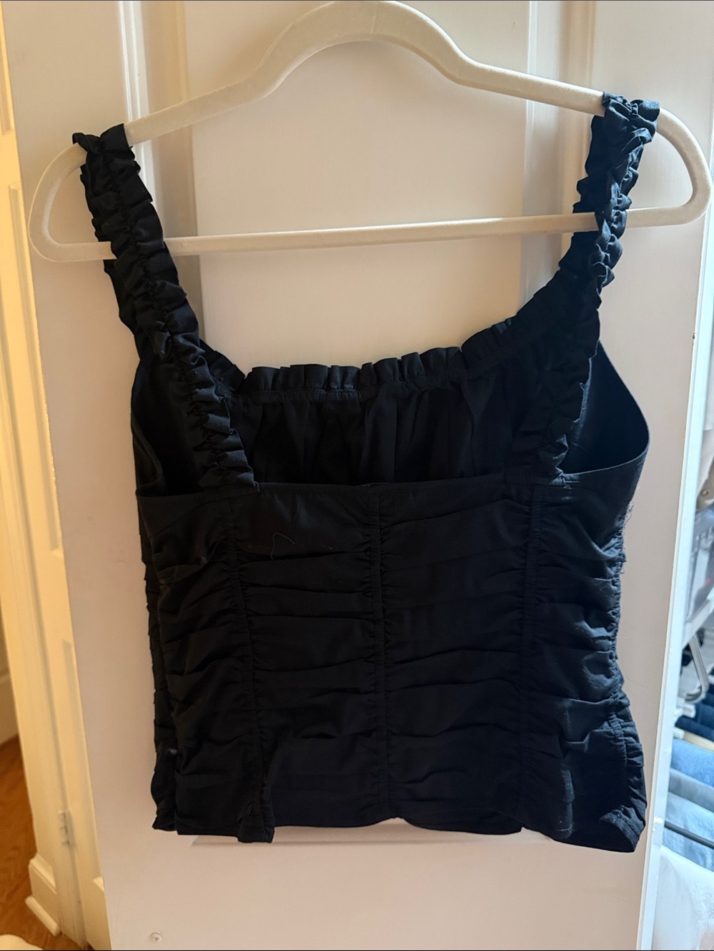 STAUD Nic Ruched Sleeveless Top In Black - Picture 6 of 7